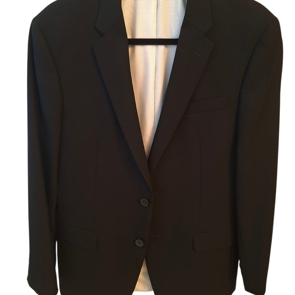 Egara Men's Skinny Fit Sport Jacket Two Button Black Stretch 40R
